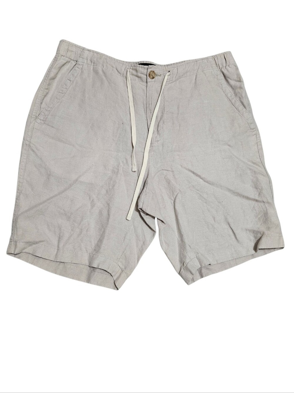 Vince Men's Light Beige Khaki Drawstring Flat Front Shorts 100% Hemp